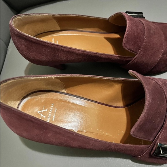 Aquatalia Maroon Suede Heels 11 M - Picture 4 of 8
